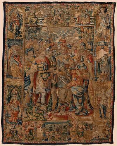 Museo Parroquial de Tapices (Museo Parroquial de Tapices de Pastrana). Tapiz flamenco. El joven Alejandro a su padre Filip (El joven Alejandro ante su padre Filipo). Bruselas. siglo 16. 328x407cm. de Flemish School