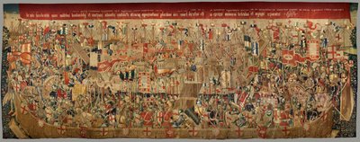 Parish museum of tapestries (Museo Parroquial de Tapices de Pastrana). Flemish tapestry. Encirclement of Arcila (El cerco de Arcila, De omsingeling van Arzila). Series Conquests of king Alfonso I of Portugal (Conquistas de Alfonso V de Portugal). Tournai. de Flemish School