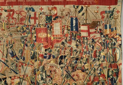 Parish museum of tapestries (Museo Parroquial de Tapices de Pastrana). Flemish tapestry. Take of Arcila (Toma de Arcila, Asalto de Arcila, De inname van Arzila). Series Conquests of king Alfonso I of Portugal (Conquistas de Alfonso V de Portugal). Tournai. de Flemish School