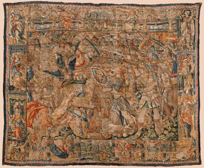 Museo Parroquial de Tapices (Museo Parroquial de Tapices de Pastrana). Tapiz flamenco. Combate entre Alejandro y Darío e Ipso (Batalla entre Alejandro y Darío en Ipso). Bruselas. Lana y seda. siglo 16. 510x419cm. de Flemish School