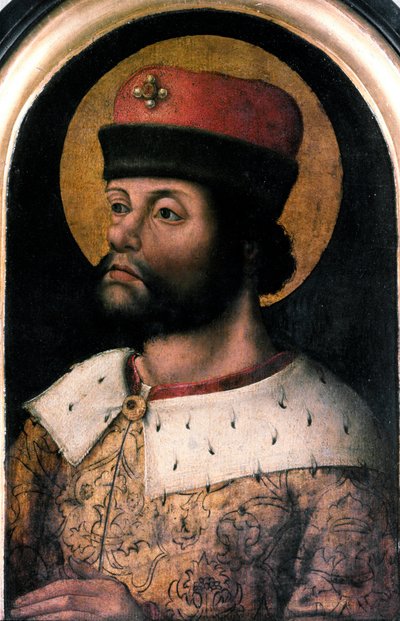 Retrato de Carlomagno (Carlos I llamado Carlos el Grande 742-814) Pintura anónima de la escuela flamenca. Siglo XVI Londres, Sociedad de Anticuarios de Flemish School