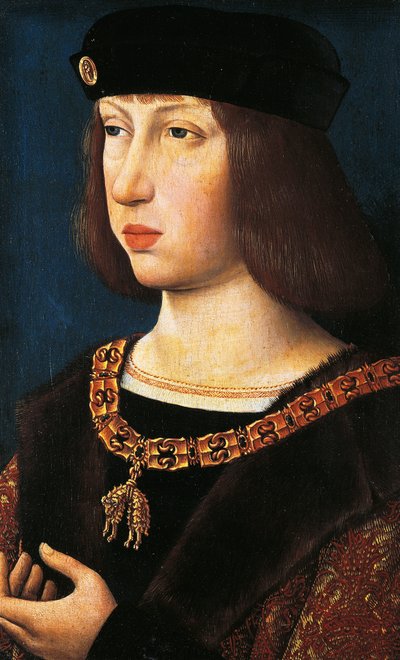 Retrato de Felipe I de Castilla, conocido como El Hermoso, rey consorte de Castilla y León de Flemish School