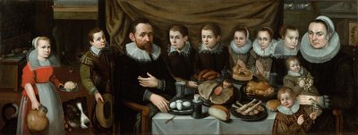 Retrato de una familia en la comida del mediodía, 1610s de Flemish School