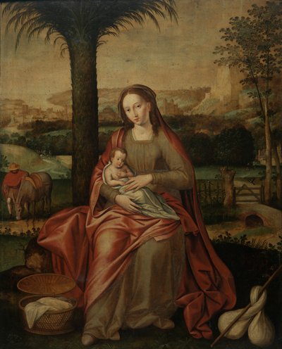 Descanso en la huida a Egipto (óleo sobre tabla) de Flemish School