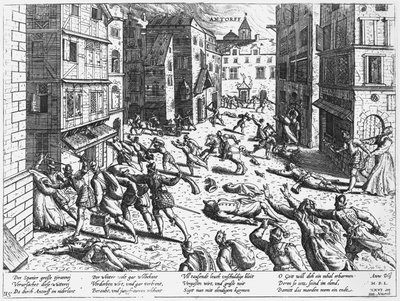 Escenas de la furia española en Antorff, 1576 de Flemish School