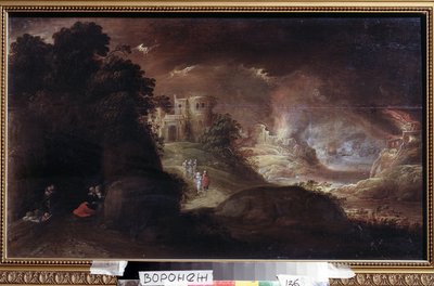 Sodoma y Gomorra (Sodoma y Gomorra). Pintura anónima. Óleo sobre tela de Flemish School