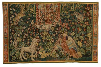 Tapiz, fragmento de Park au Cerfs, realizado hacia 1500-25 (lana) de Flemish School