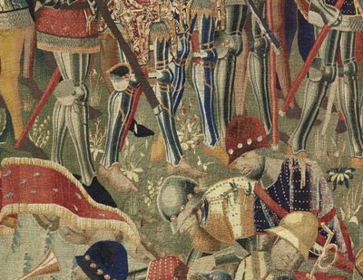 Tapiz que muestra las conquistas del rey Alfonso V de Portugal, Tournai. (detalle) de Flemish School