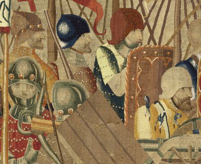 Tapiz que muestra las conquistas del rey Alfonso V de Portugal, Tournai. (detalle) de Flemish School