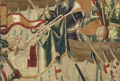 Tapiz que muestra las conquistas del rey Alfonso V de Portugal (Conquistas de Alfonso V de Portugal), Tournai. (Detalle) de Flemish School