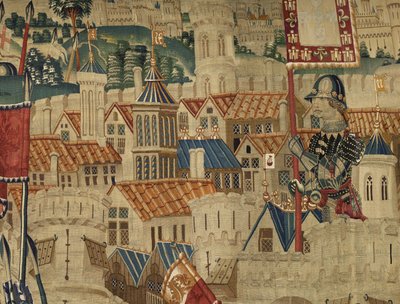 Tapiz que muestra las Conquistas del rey Alfonso V de Portugal (detalle) de Flemish School