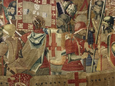 Tapiz que muestra las conquistas del rey Alfonso V de Portugal, Tournai. (detalle) de Flemish School