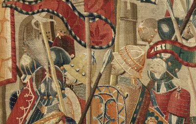 Tapiz que muestra las conquistas del rey Alfonso V de Portugal, Tournai. (detalle) de Flemish School