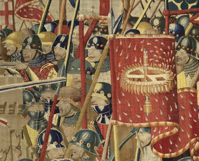 Tapiz que muestra las conquistas del rey Alfonso V de Portugal, Tournai. (detalle) de Flemish School