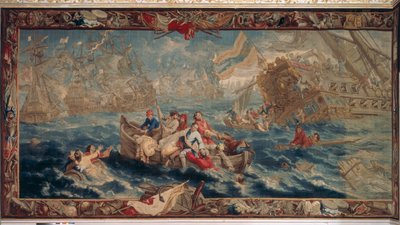 La batalla de La Hogue, mayo de 1692, de la serie La Ciencia Militar, Taller de Judocus de Vos, c.1715-24 de Flemish School