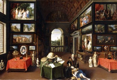 El interior de una galería de arte con personificaciones de la pintura y el dibujo, c.1630 de Flemish School