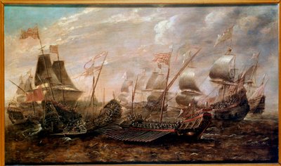 La Armada Invencible. Batalla naval que vio la derrota de la Armada Española contra la flota inglesa en agosto de 1588, escuela flamenca de Flemish School