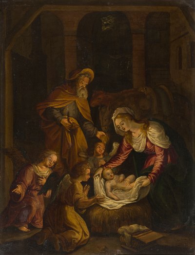La Natividad, c.1601-99 (óleo sobre lienzo) de Flemish School
