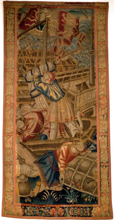 Los portugueses en India - Tapiz flamenco de Tournai del primer cuarto del siglo XVI - Museo de la Marina de Lisboa (Portugal) de Flemish School