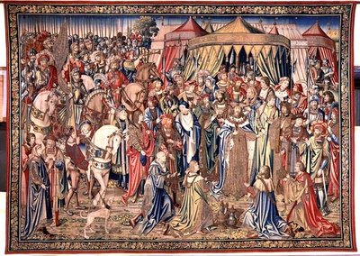 La presentación de la insignia real, Tapiz de David y Betsabé, c.1510-15 de Flemish School