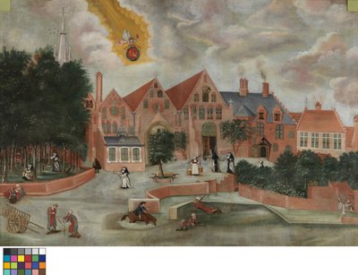 La fachada oeste del Hospital Saint John (óleo sobre lienzo) de Flemish School
