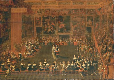 La apertura de un baile en una sala de asamblea palaciega, c.1660-70 de Flemish School