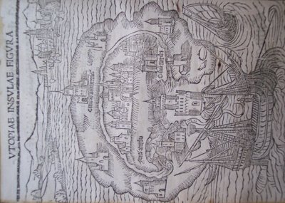 Página de título de Utopía, por Thomas More, Leuven 1516 de Flemish School