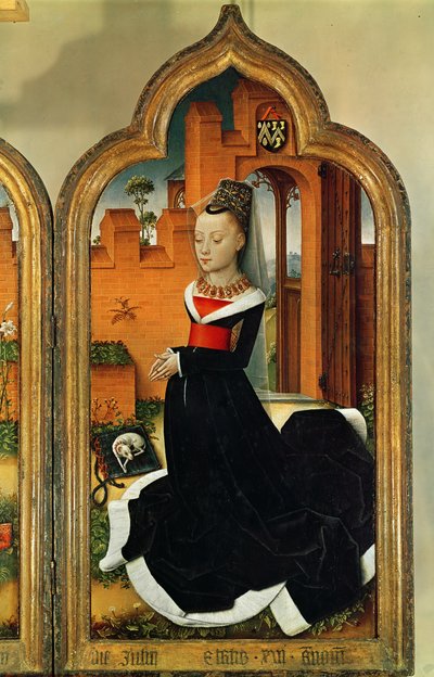 Tríptico de Jean de Witte, panel derecho: Maria Hoose, esposa de Jean de Witte, 1473 de Flemish School