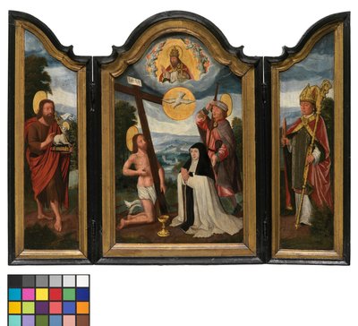 Tríptico con la Santísima Trinidad, una Hermana Hospitalaria y la Patrona (óleo sobre tabla) de Flemish School