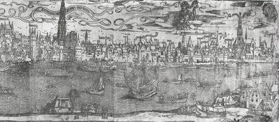 Vista del puerto de Amberes, (detalle) de Flemish School