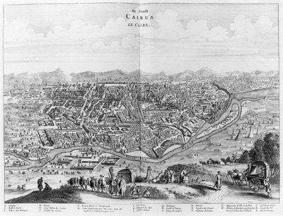 Vista de El Cairo desde la orilla oeste del Nilo, de Descripción de África por O. Dapper, traducido del flamenco, publicado en 1686 de Flemish School