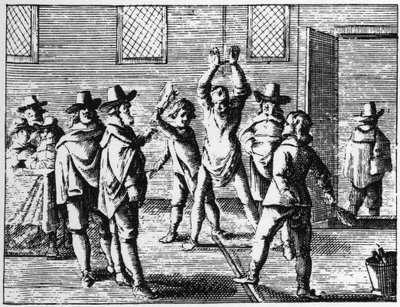 Brujo azotado por niños - Grabado de 1725 en “La Brujería Desenmascarada” (