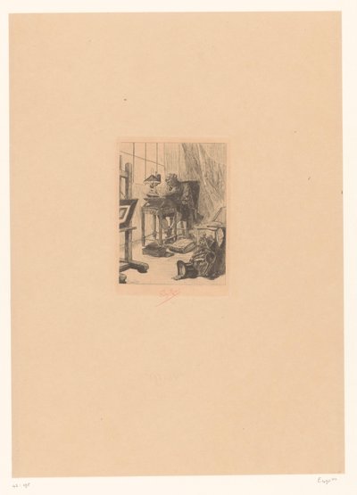 Oude man leest in een studeerkamer Arte Moderno leyendo el grimorio Bibliófilo de antaño de Félicien Rops (signed by artist)