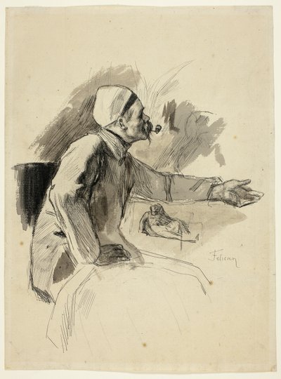 Hombre sentado con el brazo izquierdo extendido de Félicien Rops