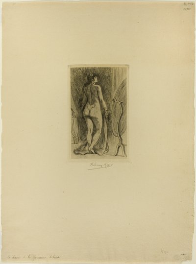 Mujer de pie con piel de Félicien Rops