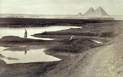 Las pirámides de Giza, hacia 1880 (fotografía en blanco y negro) de Félix Bonfils