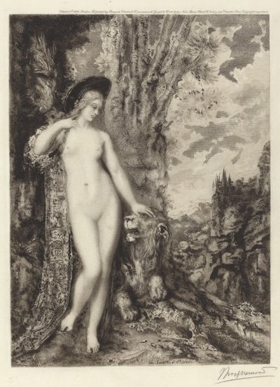 El león amoroso [Le lion amoureux] de Félix Bracquemond, after Gustave Moreau