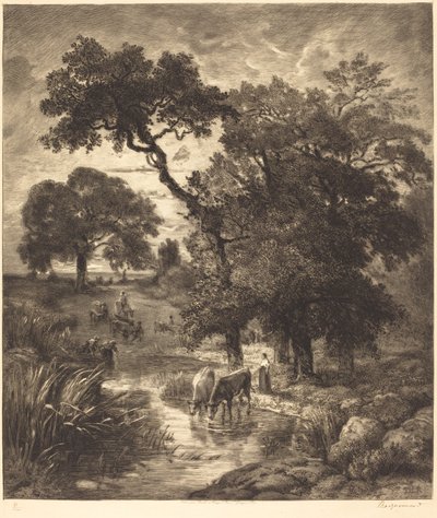 Atardecer de Félix Bracquemond after Théodore Rousseau