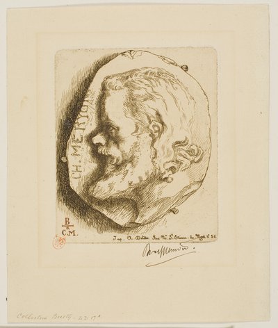 Retrato de Meryon de perfil de Félix Henri Bracquemond