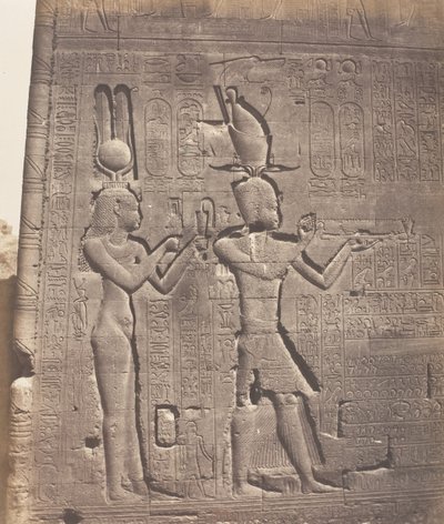 Dendérah Tentyris, Templo de Athôr - Cara Posterior - Cleopatra y ..., 1851-52, impreso 1853-54 de Félix Teynard