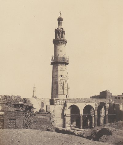 Djirdjeh, mezquita en ruinas en la orilla del Nilo de Félix Teynard