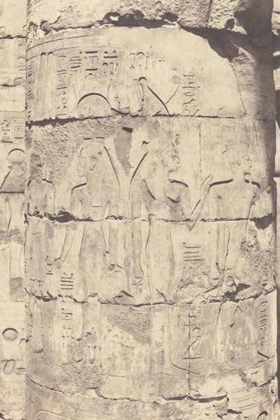 Karnak Tebas, Palacio--Sala hipóstila--Columnata Central--Decoración de un fuste, 1853 de Félix Teynard