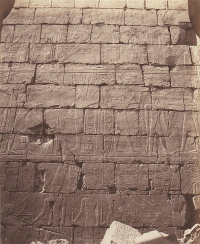 Karnak Tebas, Palacio - Sala Hipóstila - Decoración de la Pared Interior, 1851-52, impreso 1853-54 de Félix Teynard
