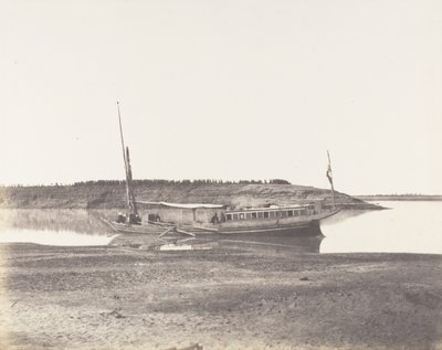 Louksor, Petit Bras du Nil - Barque de Voyageurs, 1851-52, impreso 1853-54 de Félix Teynard