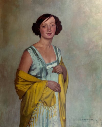 Retrato de una señora con pañuelo amarillo de Félix Vallotton
