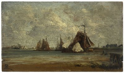 Balandros de pesca, hacia 1852 (óleo sobre madera) de Félix Ziem