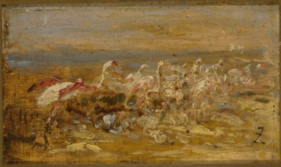 Flamencos, 2ª mitad del siglo XIX (óleo sobre madera) de Félix Ziem