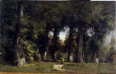 Borde de bosque (anverso), Paisaje animado (reverso), entre 1850 y 1860 (óleo sobre madera) de Félix Ziem