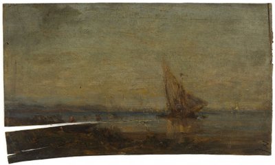 Frente a Martigues, la vela amarilla, hacia 1875 (óleo sobre madera) de Félix Ziem