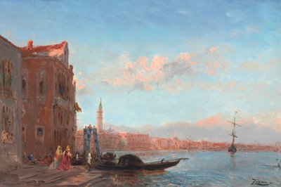 Gente saliendo de un palacio, Canal della Grazia de Félix Ziem